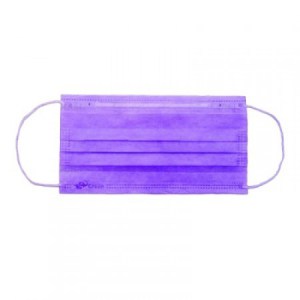 Маска одноразовая 3-х слойная 50шт фиолетовая коробка
